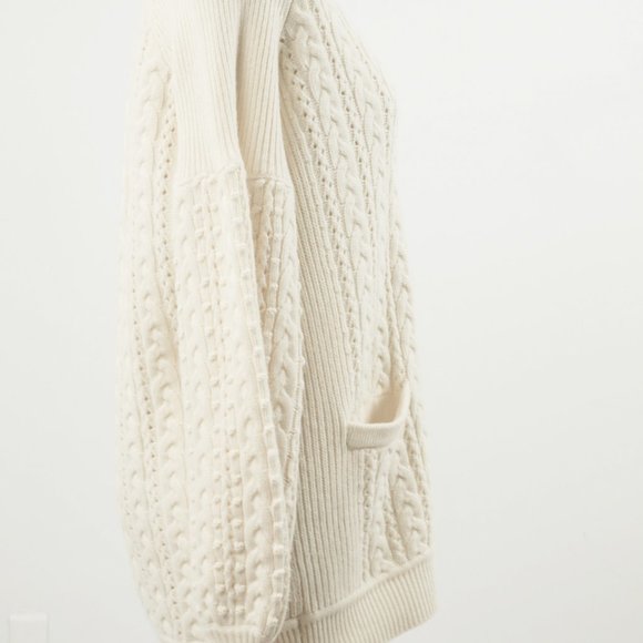 Robert Rodriguez S Cashmere Cable Cardigan Cream - Picture 8 of 13
